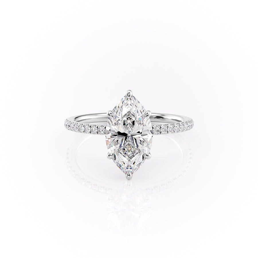The Pave Luna Set With A 3.5 Carat Marquise Moissanite