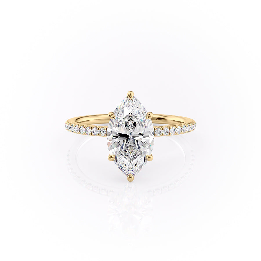 The Pave Luna Set With A 3.5 Carat Marquise Moissanite