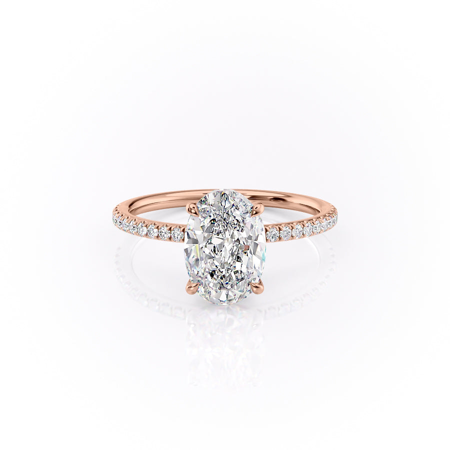 The Pave Luna Set With A 1 Carat Oval Lab Diamond