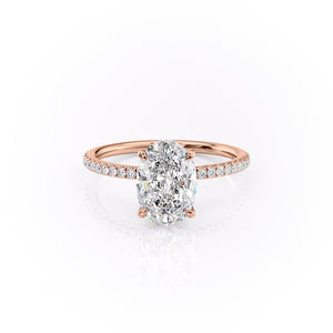 The Pave Luna Set With A 2.5 Carat Oval Moissanite