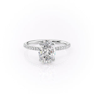 The Pave Luna Set With A 1.5 Carat Oval Moissanite