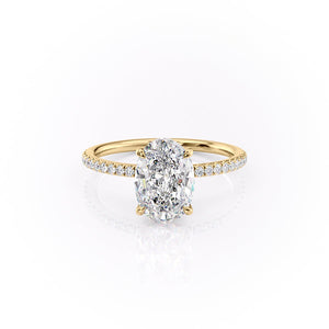 The Pave Luna Set With A 2.5 Carat Oval Moissanite