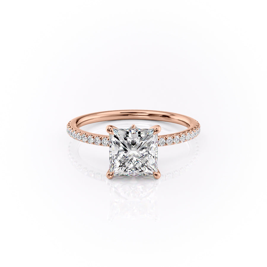 The Pave Luna Set With A 1.5 Carat Princess Moissanite