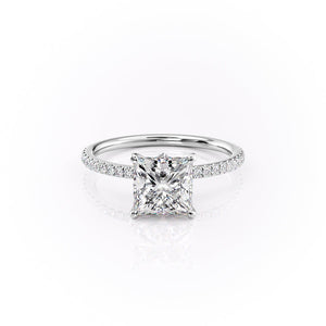 The Pave Luna Set With A 1.5 Carat Princess Lab Diamond