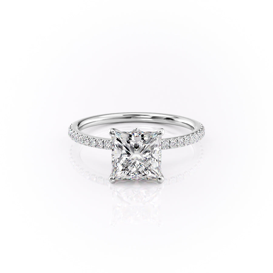 The Pave Luna Set With A 2.5 Carat Princess Moissanite