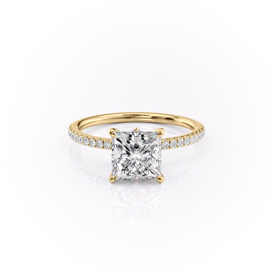 The Pave Luna Set With A 2.5 Carat Princess Lab Diamond