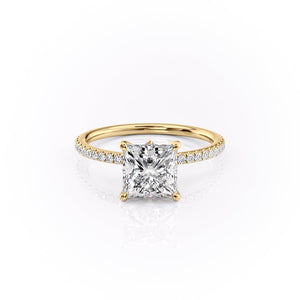The Pave Luna Set With A 1 Carat Princess Lab Diamond