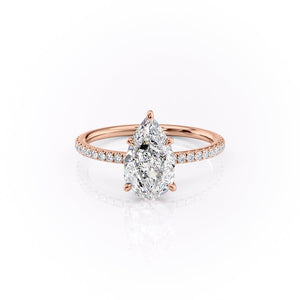The Pave Luna Set With A 1.5 Carat Pear Lab Diamond