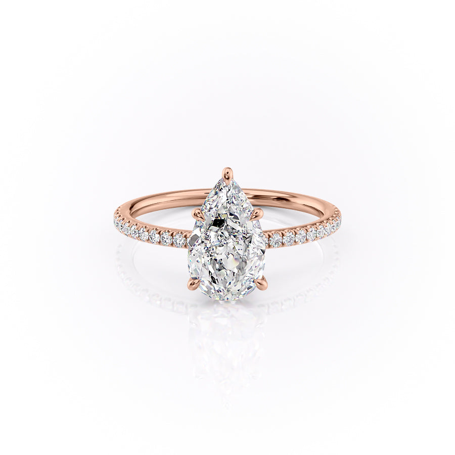 The Pave Luna Set With A 3 Carat Pear Lab Diamond