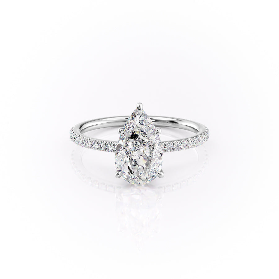 The Pave Luna Set With A 1 Carat Pear Lab Diamond