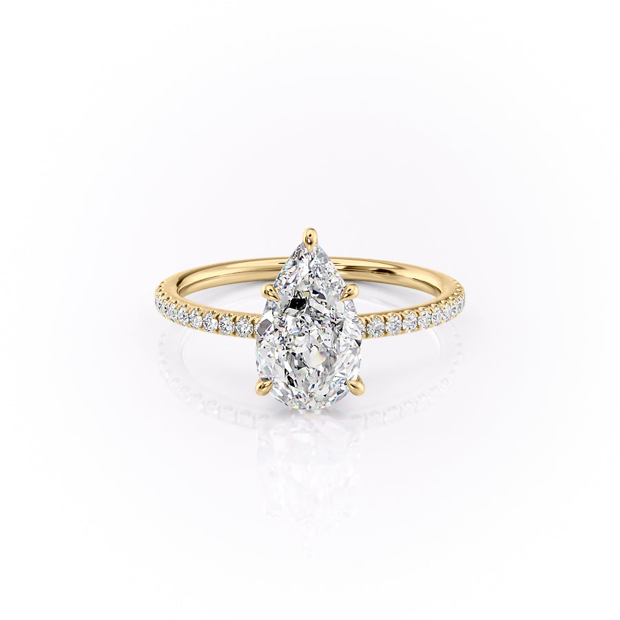 The Pave Luna Set With A 1 Carat Pear Lab Diamond