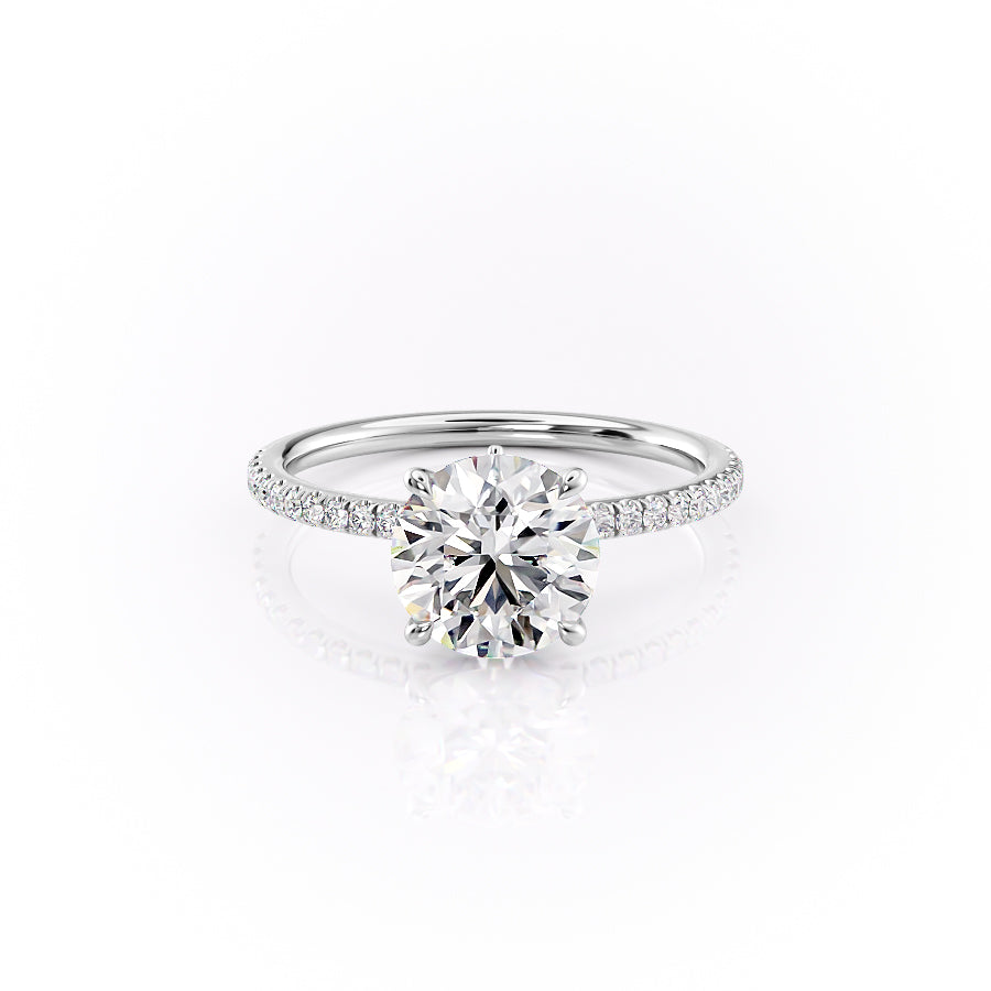 The Pave Luna Set With A 3.5 Carat Round Moissanite