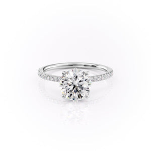 The Pave Luna Set With A 1.5 Carat Round Moissanite