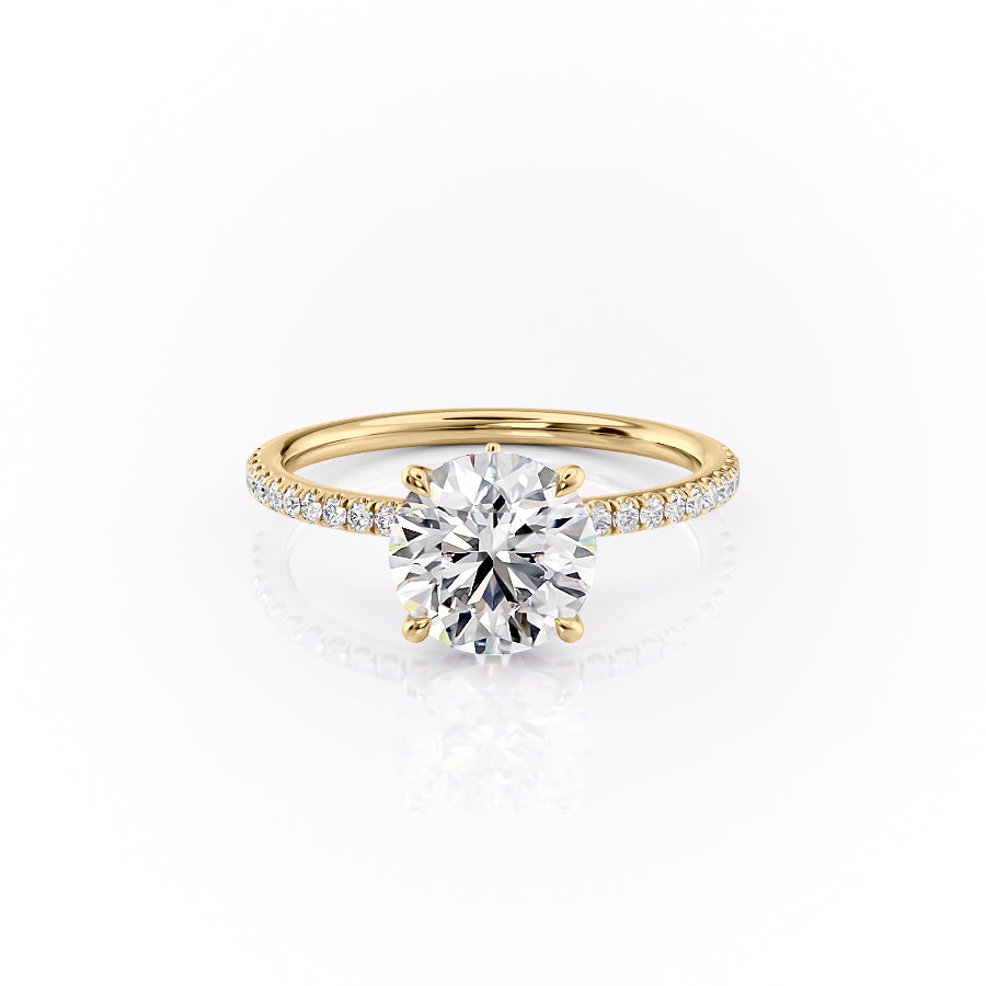 The Pave Luna Set With A 4.5 Carat Round Moissanite