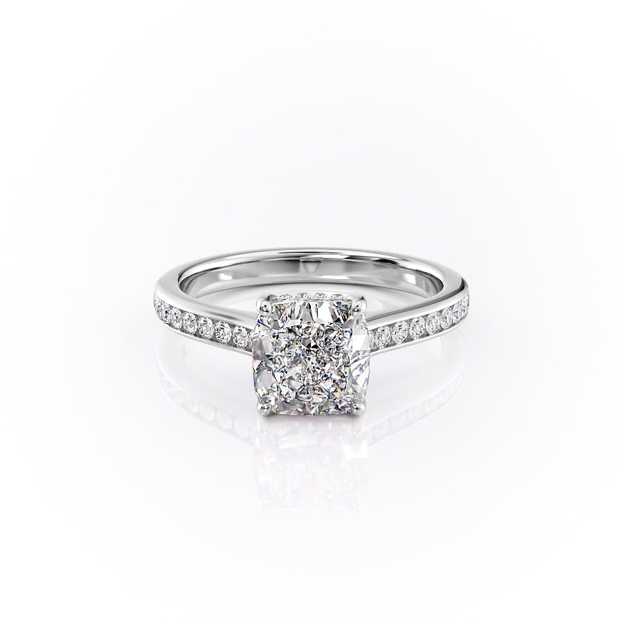 The Cameron Set With A 3 Carat Cushion Moissanite