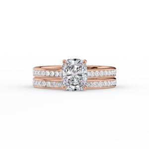 The Cameron Set With A 1 Carat Elongated Cushion Moissanite