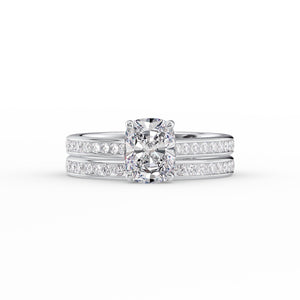 The Cameron Set With A 3 Carat Elongated Cushion Moissanite