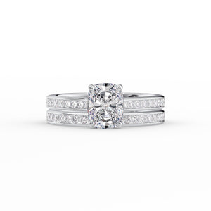 The Cameron Set With A 1.5 Carat Elongated Cushion Moissanite