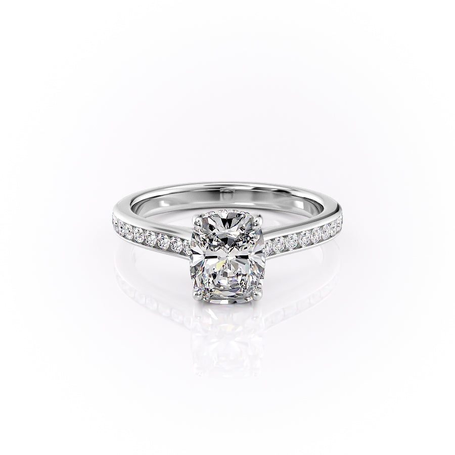 The Cameron Set With A 3.5 Carat Elongated Cushion Moissanite