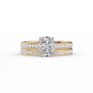 The Cameron Set With A 2 Carat Elongated Cushion Moissanite