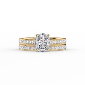 The Cameron Set With A 2 Carat Elongated Cushion Moissanite