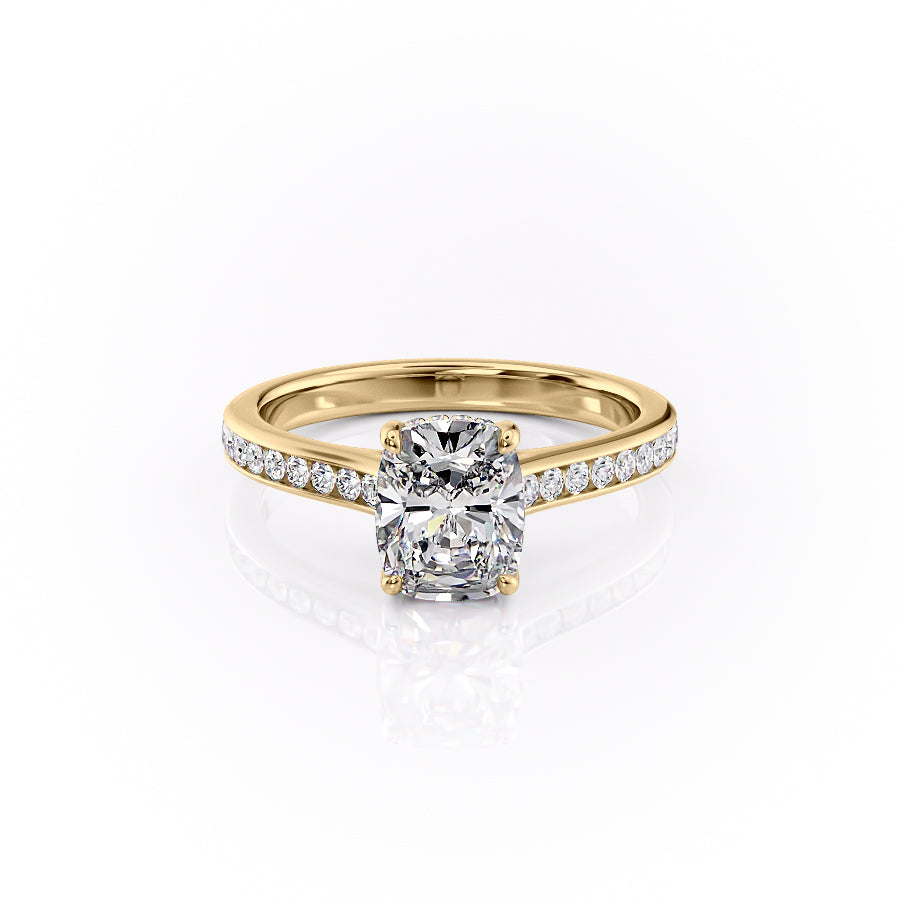 The Cameron Set With A 4.5 Carat Elongated Cushion Moissanite