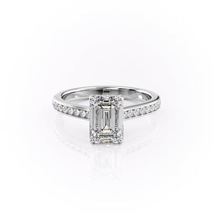 The Cameron Set With A 2.5 Carat Emerald Moissanite