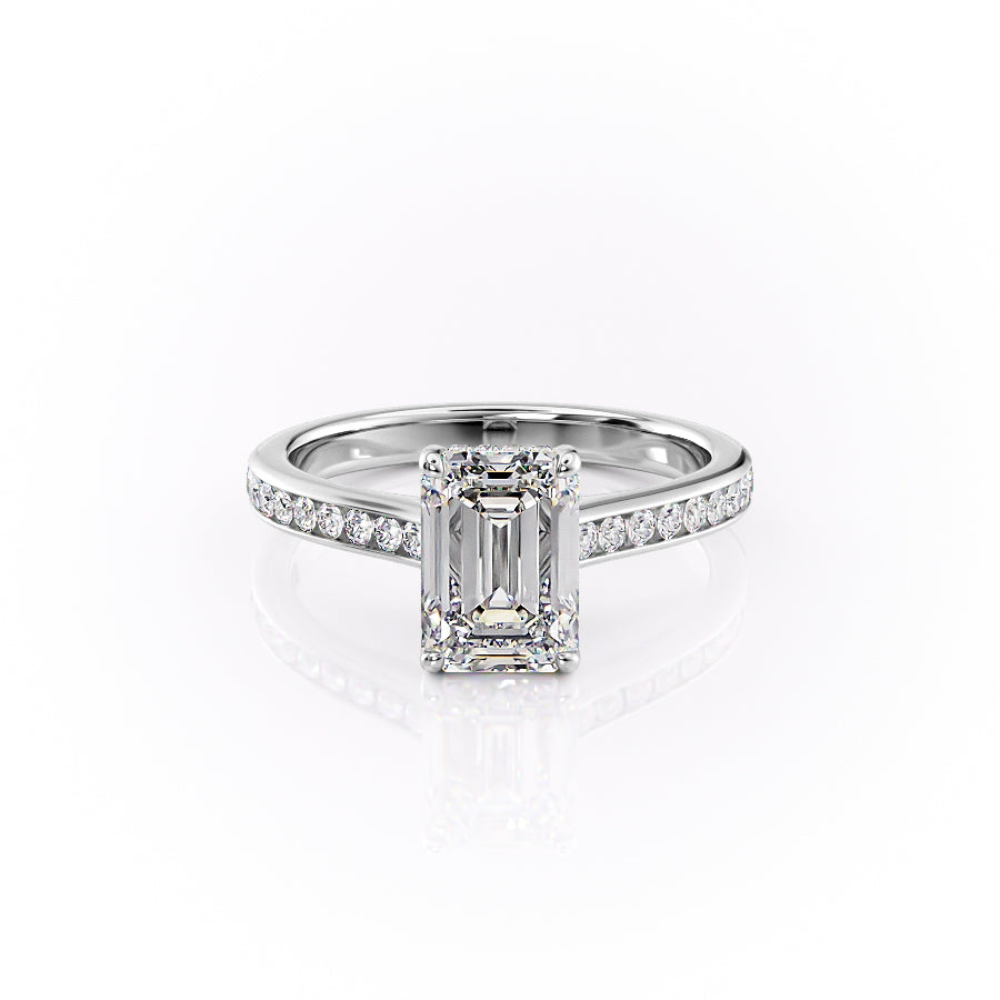 The Cameron Set With A 2.5 Carat Emerald Moissanite