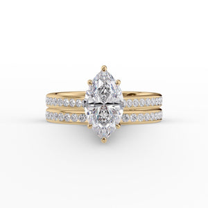 The Cameron Set With A 1 Carat Marquise Lab Diamond