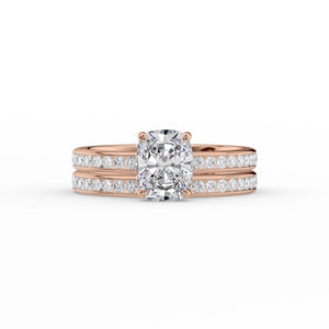 The Marilyn Set With A 2 Carat Elongated Cushion Moissanite