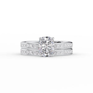 The Marilyn Set With A 2 Carat Elongated Cushion Moissanite
