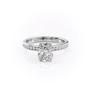 The Marilyn Set With A 3 Carat Elongated Cushion Moissanite
