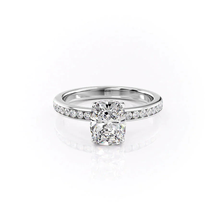 The Marilyn Set With A 1.5 Carat Elongated Cushion Moissanite