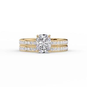 The Marilyn Set With A 4.5 Carat Elongated Cushion Moissanite