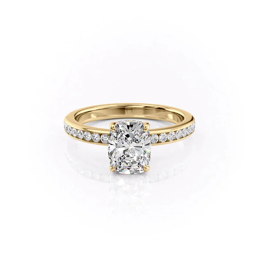 The Marilyn Set With A 3 Carat Elongated Cushion Moissanite