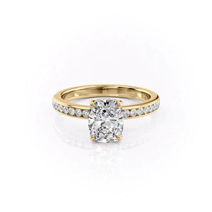 The Marilyn Set With A 3 Carat Elongated Cushion Moissanite