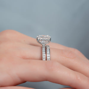 The Marilyn Set With A 2 Carat Elongated Cushion Moissanite