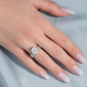 The Marilyn Set With A 2 Carat Elongated Cushion Moissanite