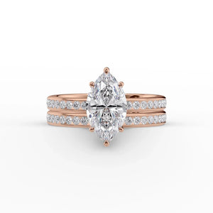 The Marilyn Set With A 3 Carat Marquise Moissanite