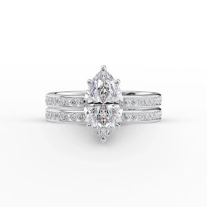The Marilyn Set With A 3 Carat Marquise Moissanite