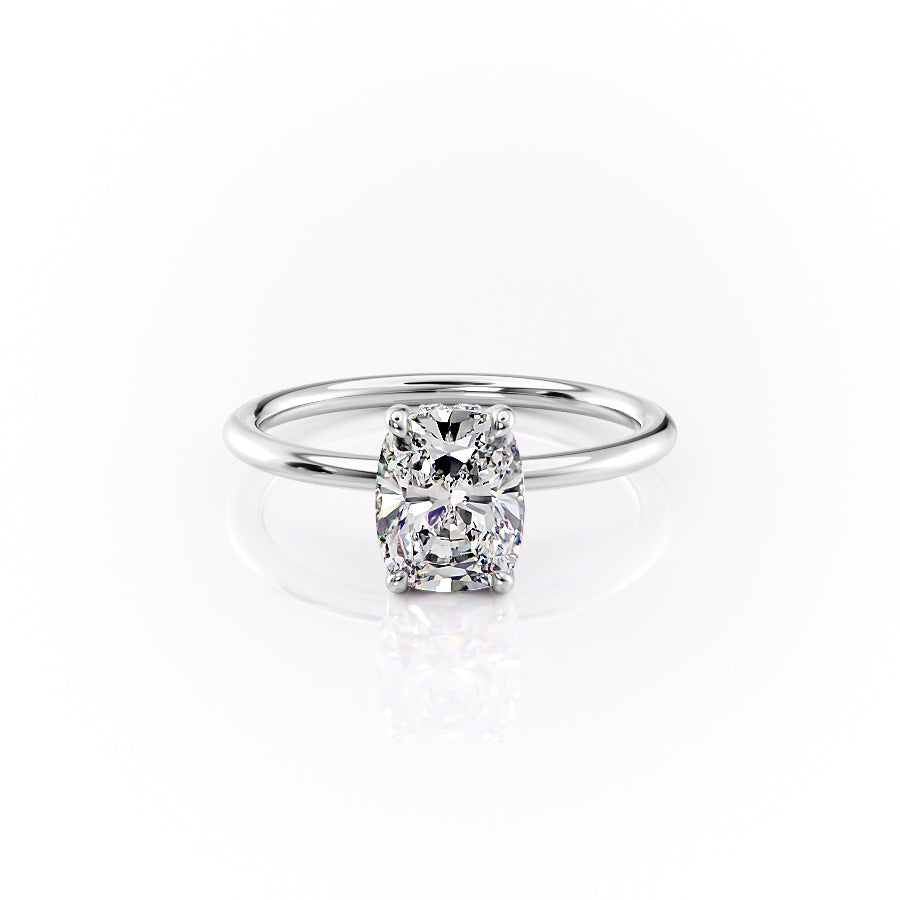 The Sandra Set With A 1.5 Carat Elongated Cushion Moissanite