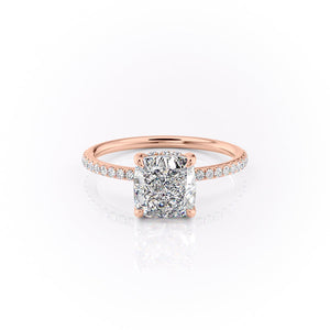 The Pave Sandra Set With A 1.5 Carat Cushion Lab Diamond