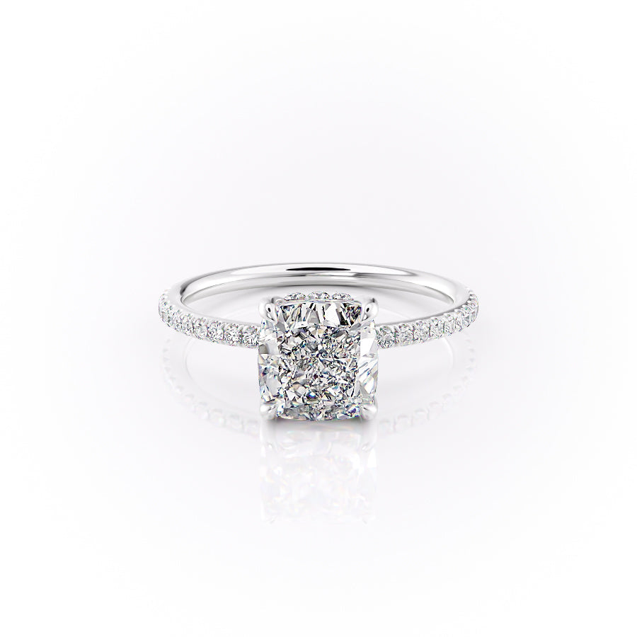 The Pave Sandra Set With A 3 Carat Cushion Lab Diamond