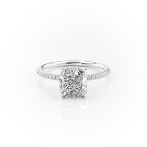 The Pave Sandra Set With A 2.5 Carat Cushion Moissanite