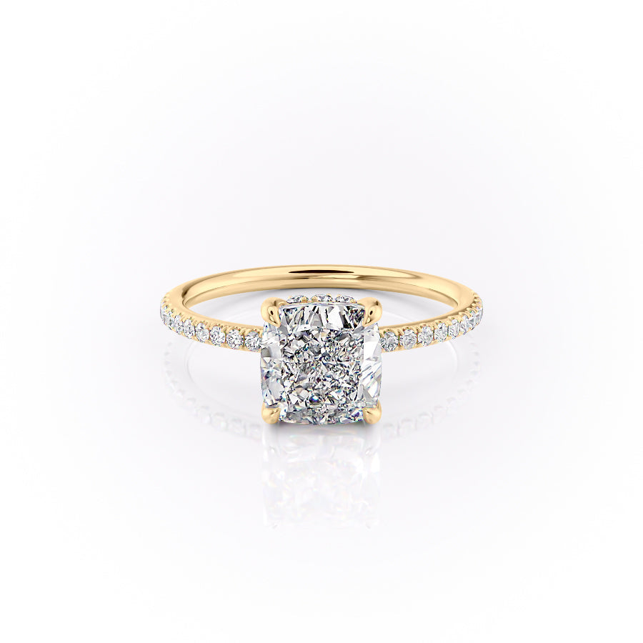 The Pave Sandra Set With A 1 Carat Cushion Lab Diamond