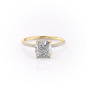 The Pave Sandra Set With A 2.5 Carat Cushion Moissanite