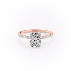 The Pave Sandra Set With A 2 Carat Elongated Cushion Lab Diamond