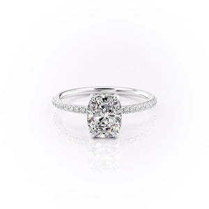 The Pave Sandra Set With A 3 Carat Elongated Cushion Lab Diamond