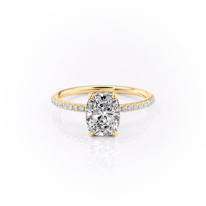 The Pave Sandra Set With A 2 Carat Elongated Cushion Lab Diamond