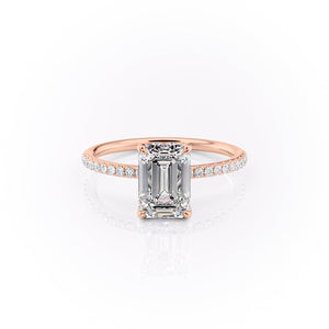 The Pave Sandra Set With A 3.5 Carat Emerald Moissanite